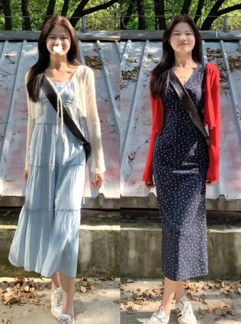 小仙女们就得这么打扮：穿基础款T恤、长裙更好搭时髦，谁穿谁美