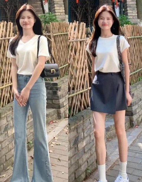 小仙女们就得这么打扮：穿基础款T恤、长裙更好搭时髦，谁穿谁美
