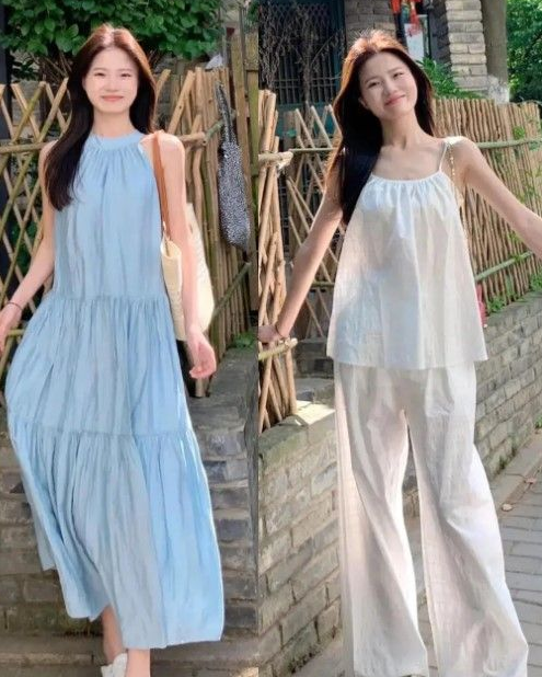 小仙女们就得这么打扮：穿基础款T恤、长裙更好搭时髦，谁穿谁美
